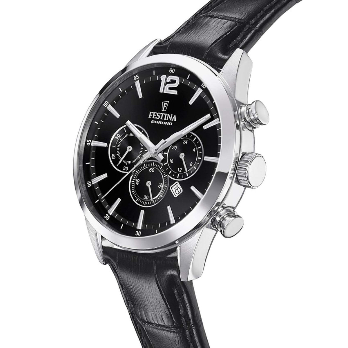 Ρολόι Festina F20542/5 Χρονογράφος Με Μαύρο Δερμάτινο Λουράκι