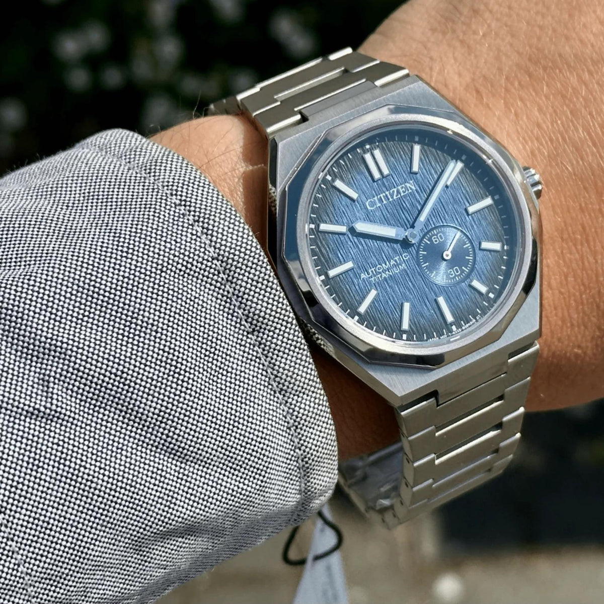 Ρολόι Citizen Super Titanium Zenshin 60 NK5020-58M με Ασημί Μπρασελέ & Μπλε Καντράν