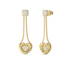 Κρεμαστά Σκουλαρίκια Guess L.O.V.E. JUBE05462JWYGT/U Χρυσά με Καρδιές και Ζιργκόν