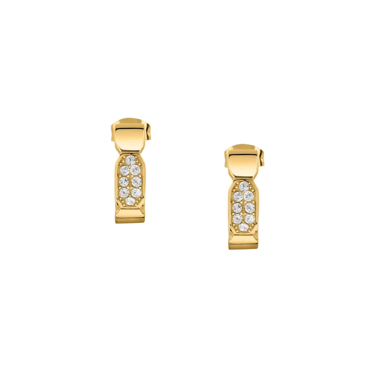 Γυναικεία σκουλαρίκια Karl Lagerfeld Crystals KLAYC61 από ανοξείδωτο ατσάλι σε χρυσό χρώμα με ζιργκόν.