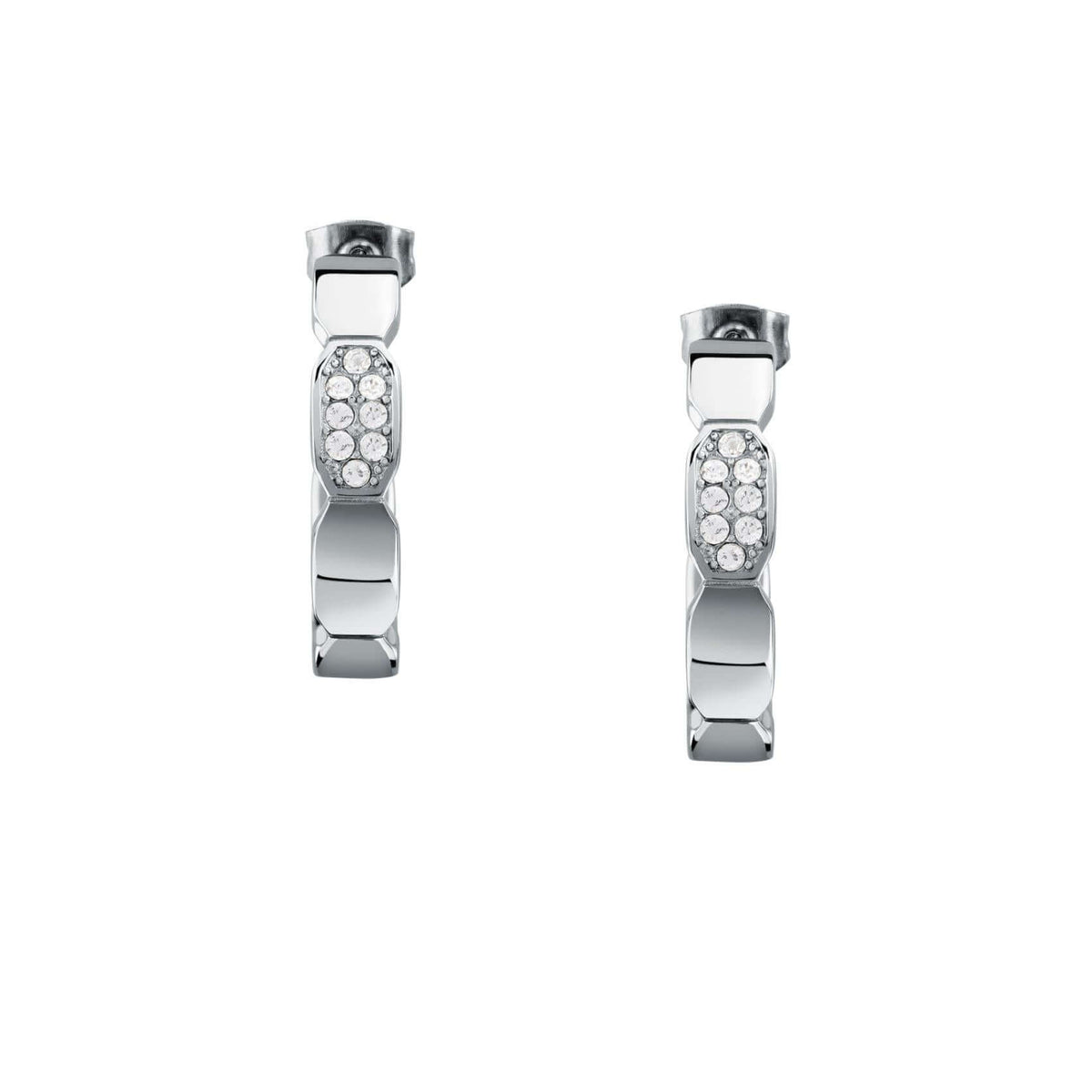 Γυναικεία σκουλαρίκια Karl Lagerfeld Crystals KLAYC66 από ανοξείδωτο ατσάλι σε ασημί χρώμα με ζιργκόν.