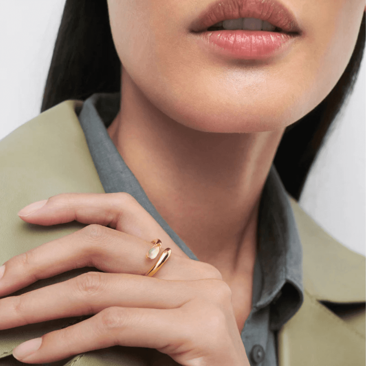 Γεωμετρικό Γυναικείο Δαχτυλίδι PDPAOLA AN01-D96 Prehnite Kalia Ring
