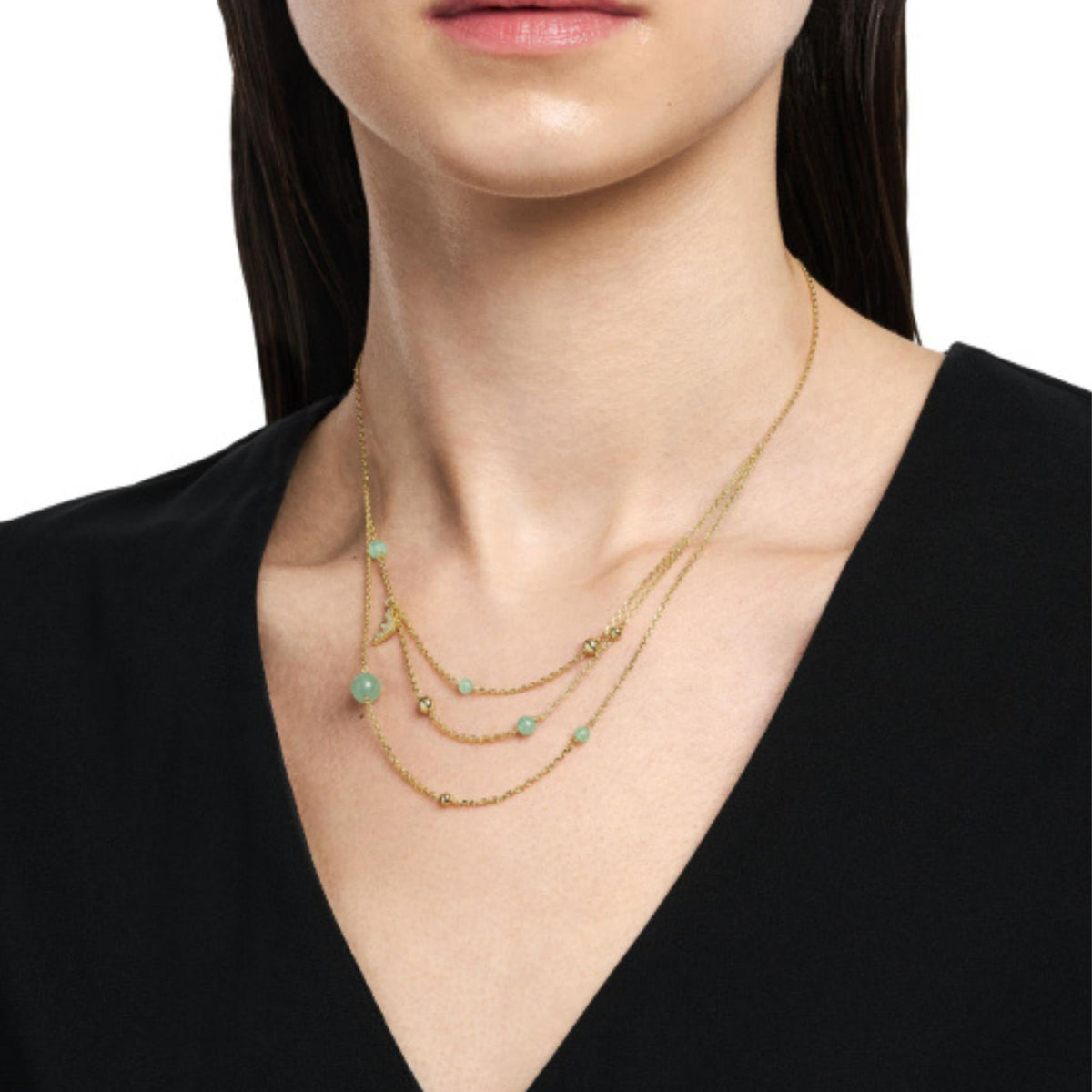 Γυναικείο Κολιέ Emporio Armani Trend EGS3225710 Χρυσό με Πράσινες Πέτρες