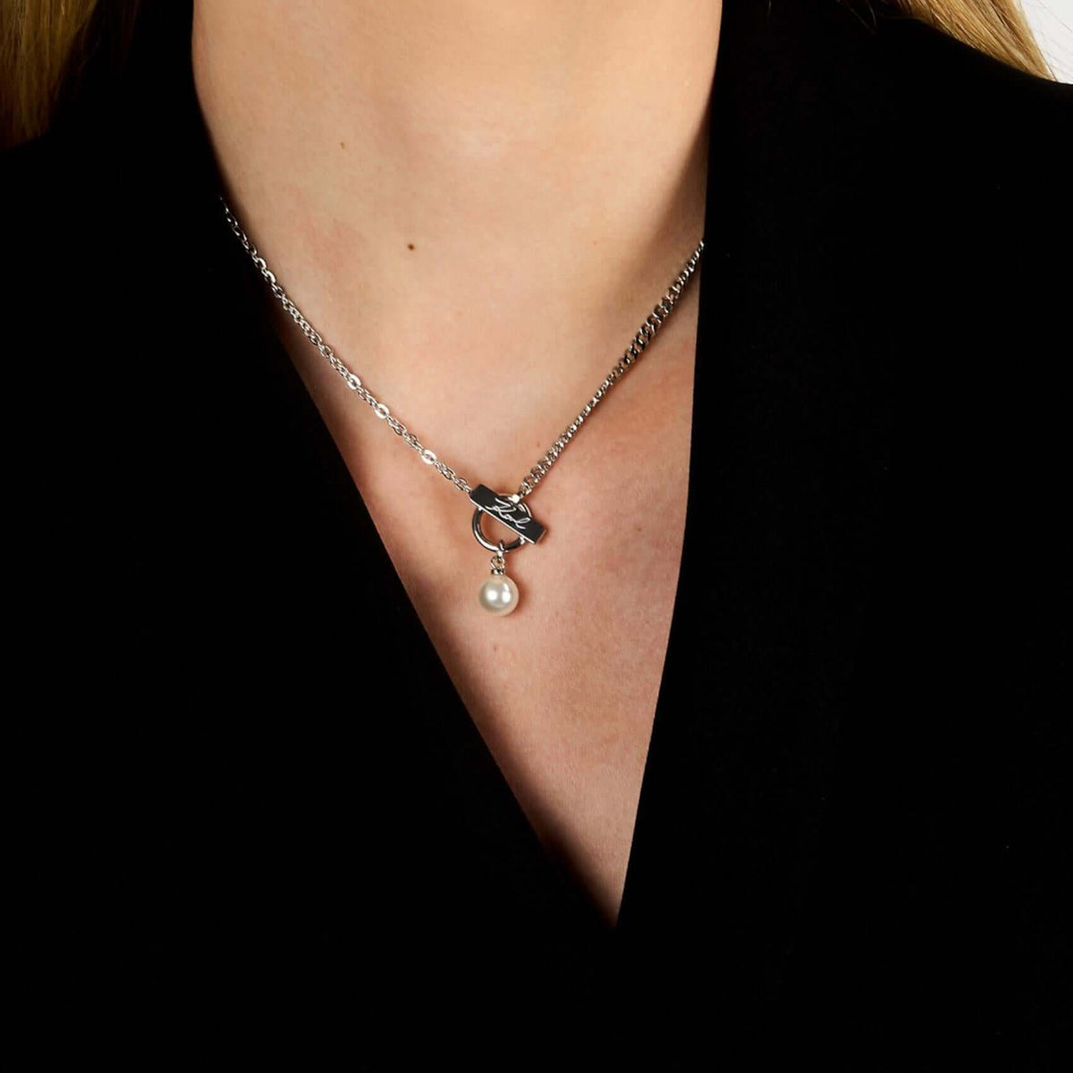 Κολιέ Karl Lagerfeld Pearl KLAYR05 σε Ασημί με Πέρλα