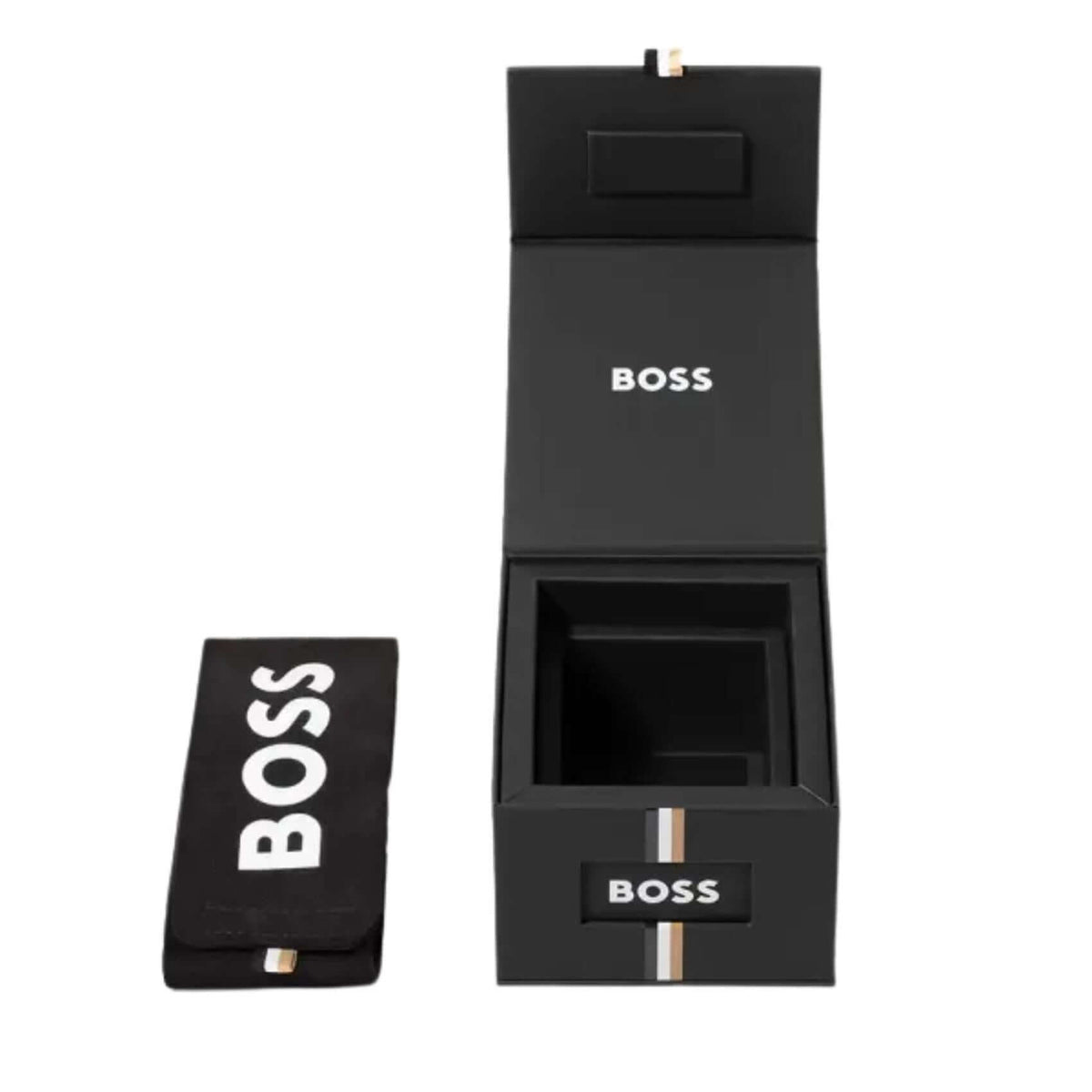 Γυναικείο ρολόι Boss Sage Aqua 1502849 σε συσκευασία δώρου με χρυσό μπρασελέ και πράσινο καντράν.