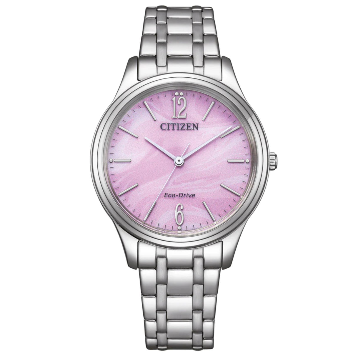 Γυναικείο ρολόι Citizen EM0411-71X με ασημί μπρασελέ και ροζ φίλντισι καντράν