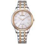 Γυναικείο Ρολόι Citizen Elegance EM0416-78A με δίχρωμο Μπρασελέ & Λευκό Καντράν