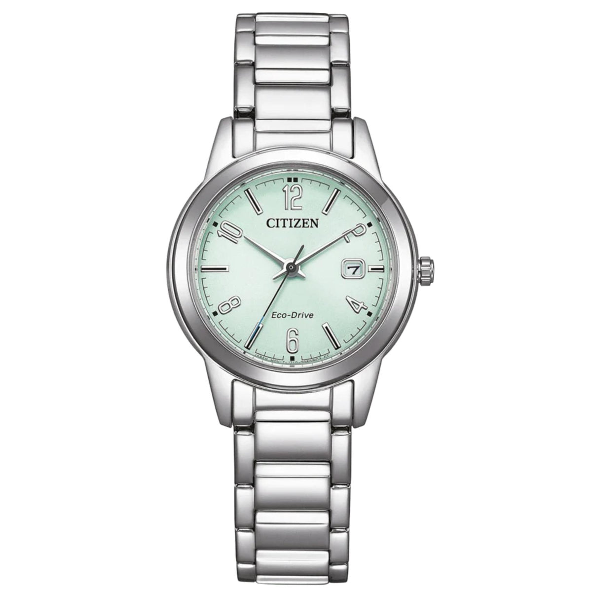 Γυναικείο ρολόι Citizen FE1241-71X με ασημί μπρασελέ και ανοιχτό πράσινο καντράν