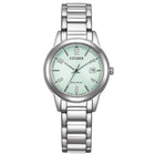 Γυναικείο Ρολόι Citizen Elegance FE1241-71X με Ασημί Μπρασελέ & Πράσινο Καντράν