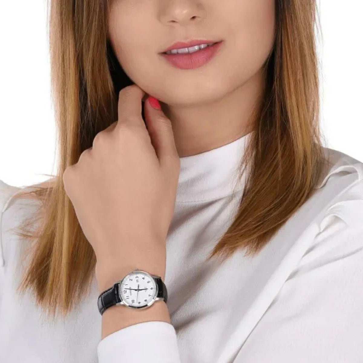 Γυναικείο Ρολόι Citizen Sports EU6090-03A με Μαύρο Δερμάτινο Λουράκι & Λευκό Καντράν