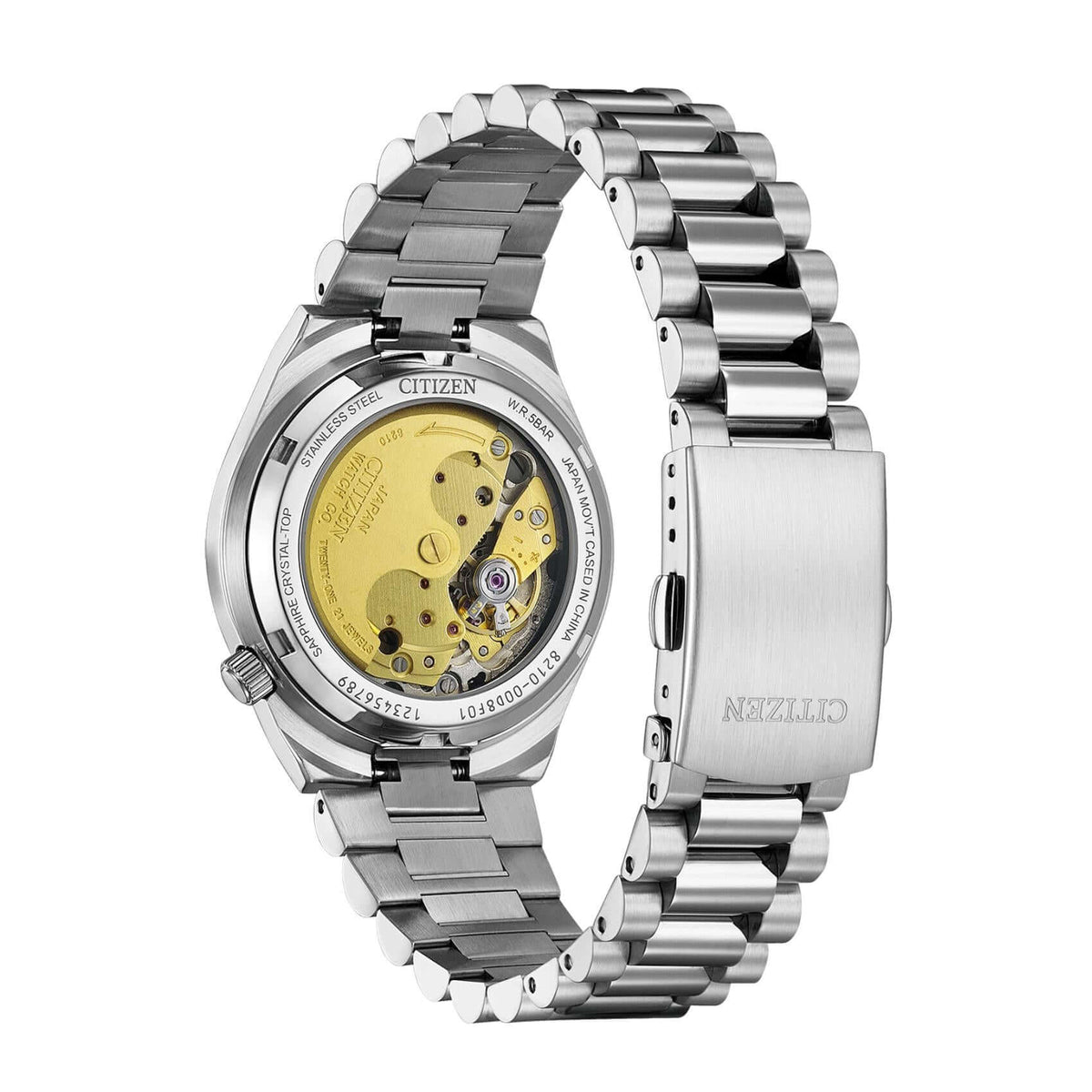 Πίσω όψη open back του γυναικείου ρολογιού Citizen Tsuyosa NJ0200-50M με ορατό αυτόματο μηχανισμό Caliber 8210.
