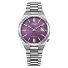 Αυτόματο Γυναικείο Ρολόι Citizen Tsuyosa NJ0200-50W Με Ασημί Μπρασελέ & Μωβ Καντράν