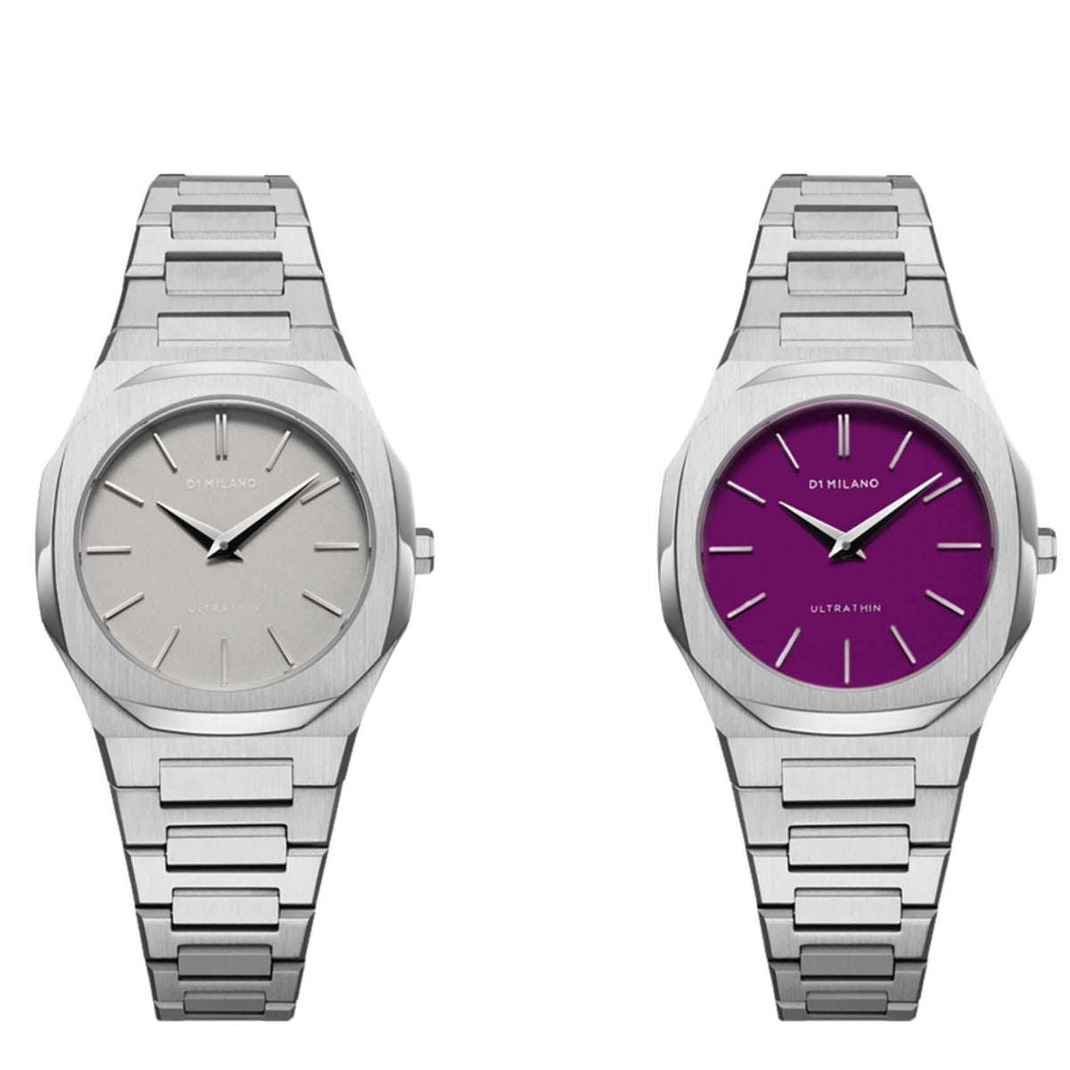Γυναικείο ρολόι D1 Milano Ultra Thin D1-UTBL36 με ασημί κάσα 30 mm και ατσάλινο δίχρωμο μπρασελέ. 