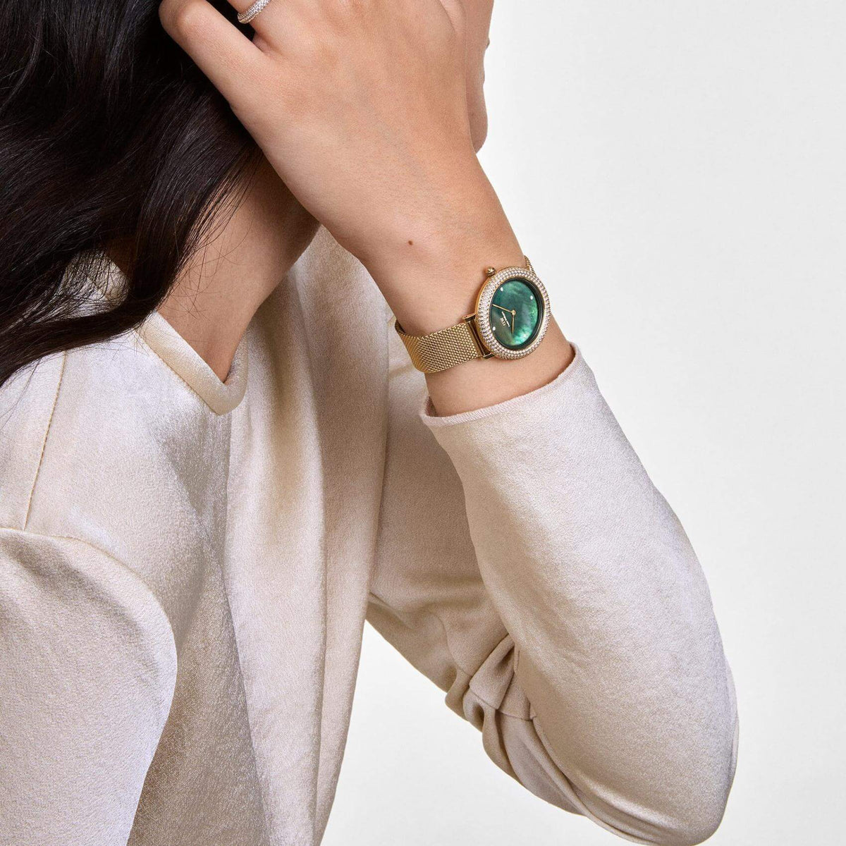 Ρολόι Daniel Wellington Crystalline Bezel Evergold Green DW00100824 Με Χρυσό Μπρασελέ