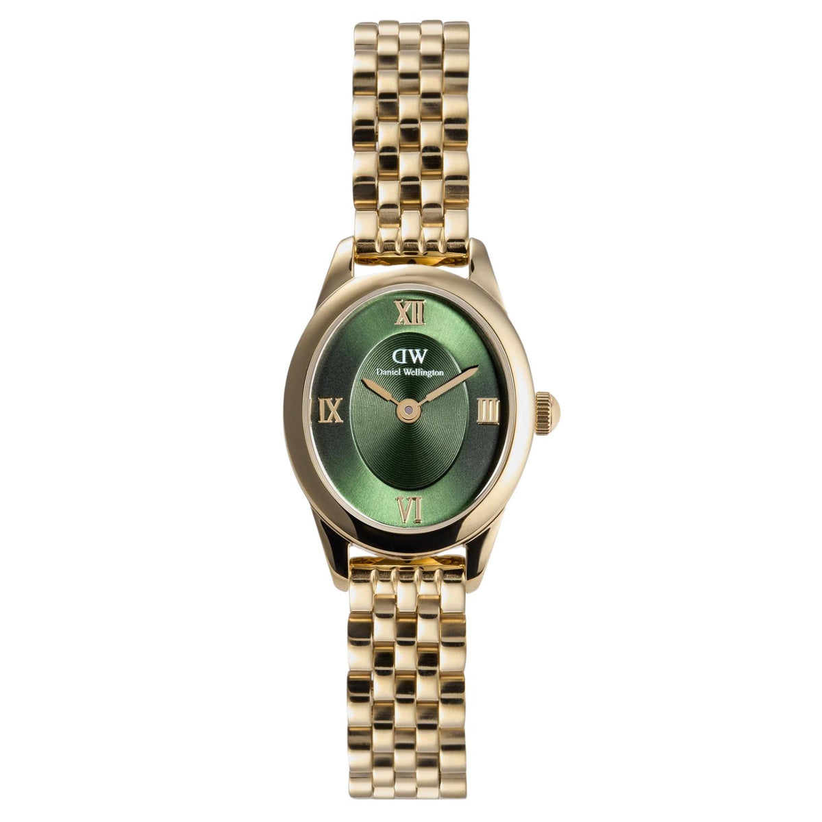 Γυναικείο ρολόι Daniel Wellington Ophelia Mini DW00100804 με χρυσό μπρασελέ και πράσινο καντράν