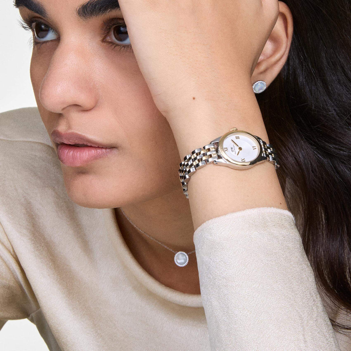 Ρολόι Daniel Wellington Ophelia Mini DW00100811 Με Δίχρωμο Μπρασελέ