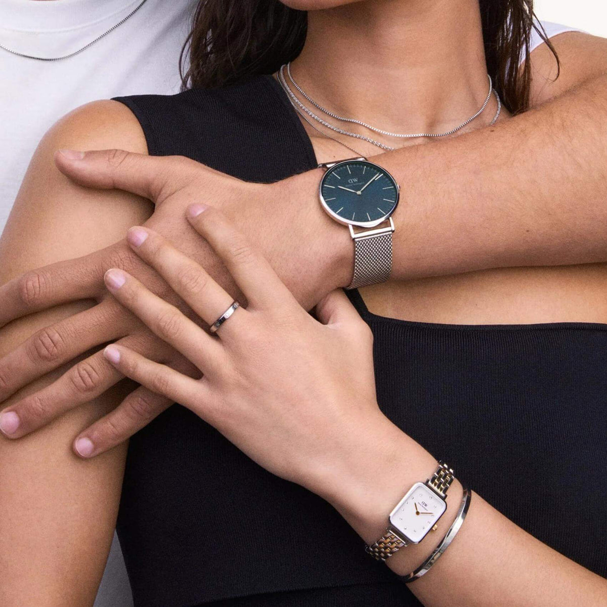 Ρολόι Daniel Wellington Quadro Lumine DW00100625 Με Δίχρωμο Μπρασελέ