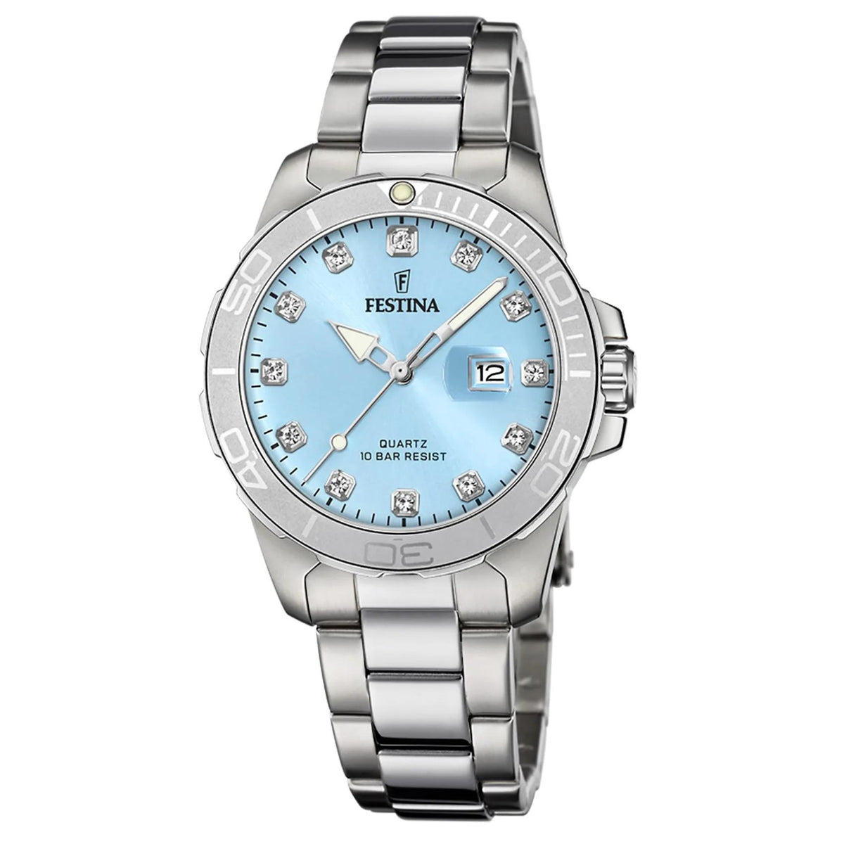 Γυναικείο ρολόι Festina Boyfriend F20503/5 με ασημί μπρασελέ και γαλάζιο καντράν