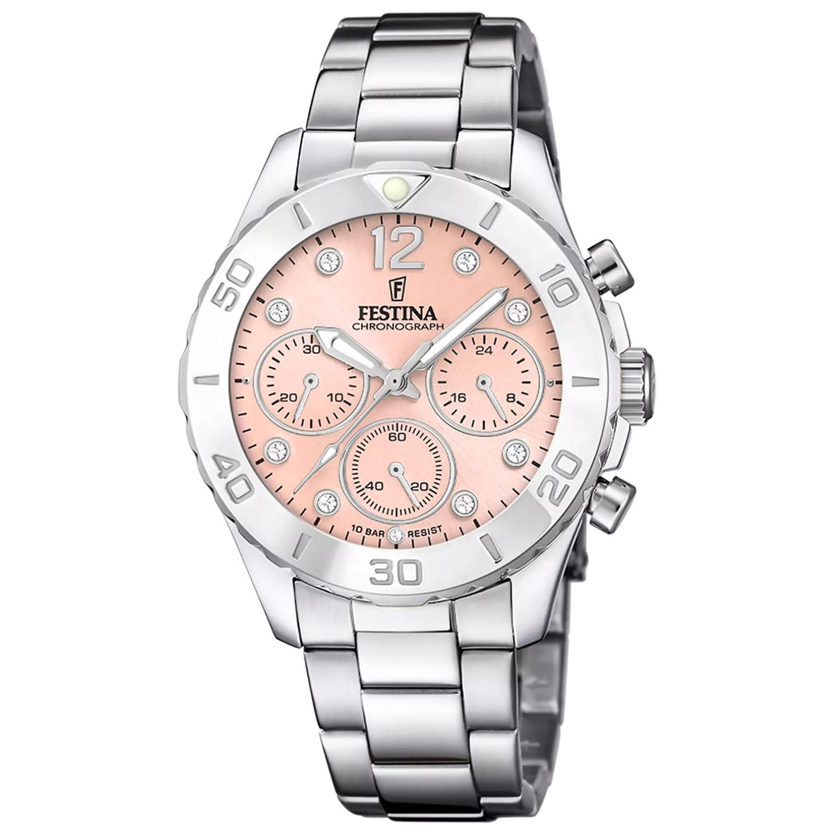 Γυναικείο ρολόι Festina Boyfriend F20603/7 με ασημί μπρασελέ και ροζ καντράν