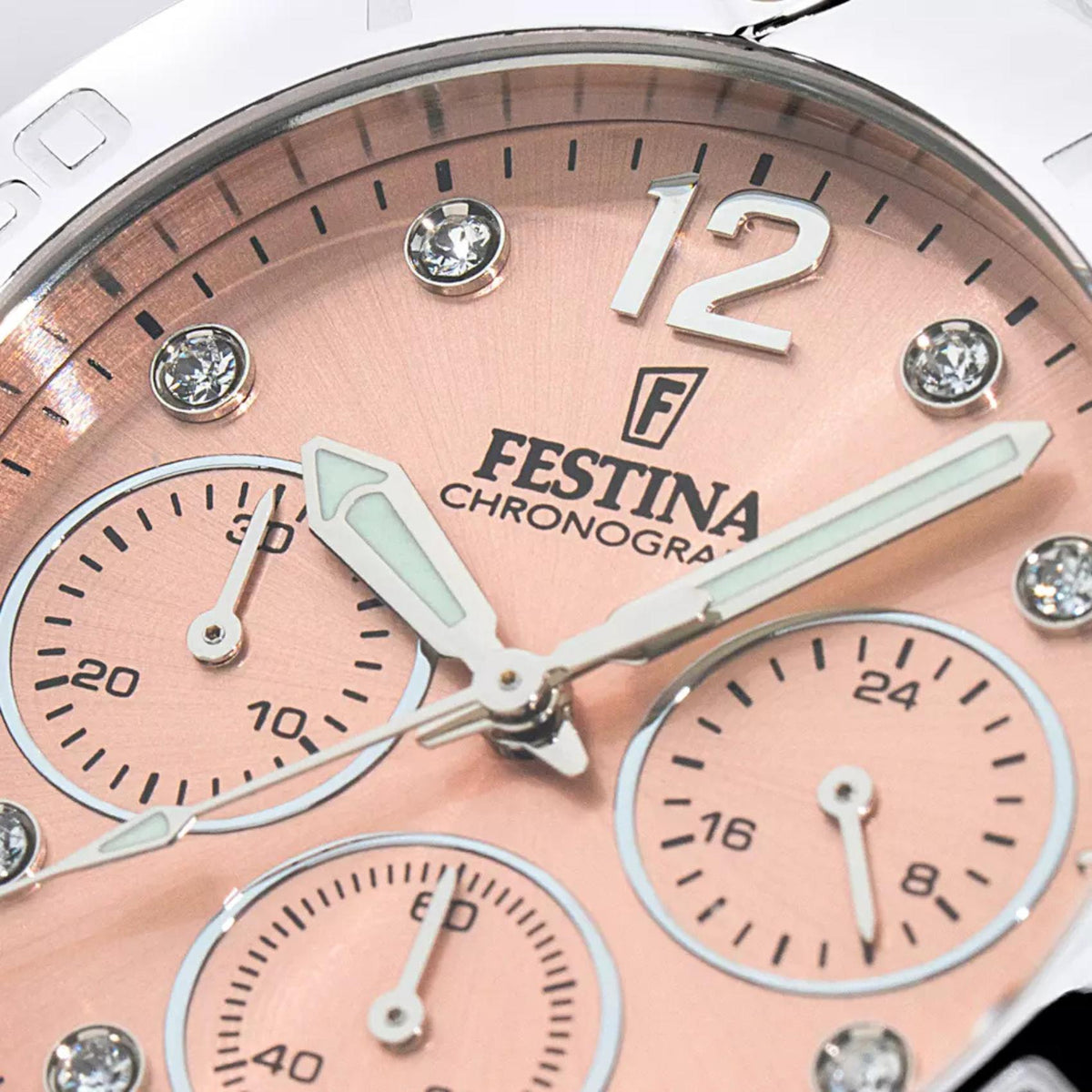 Ροζ καντράν ρολογιού Festina Boyfriend F20603/7 διαμέτρου 39mm με ένδειξη χρονογράφου