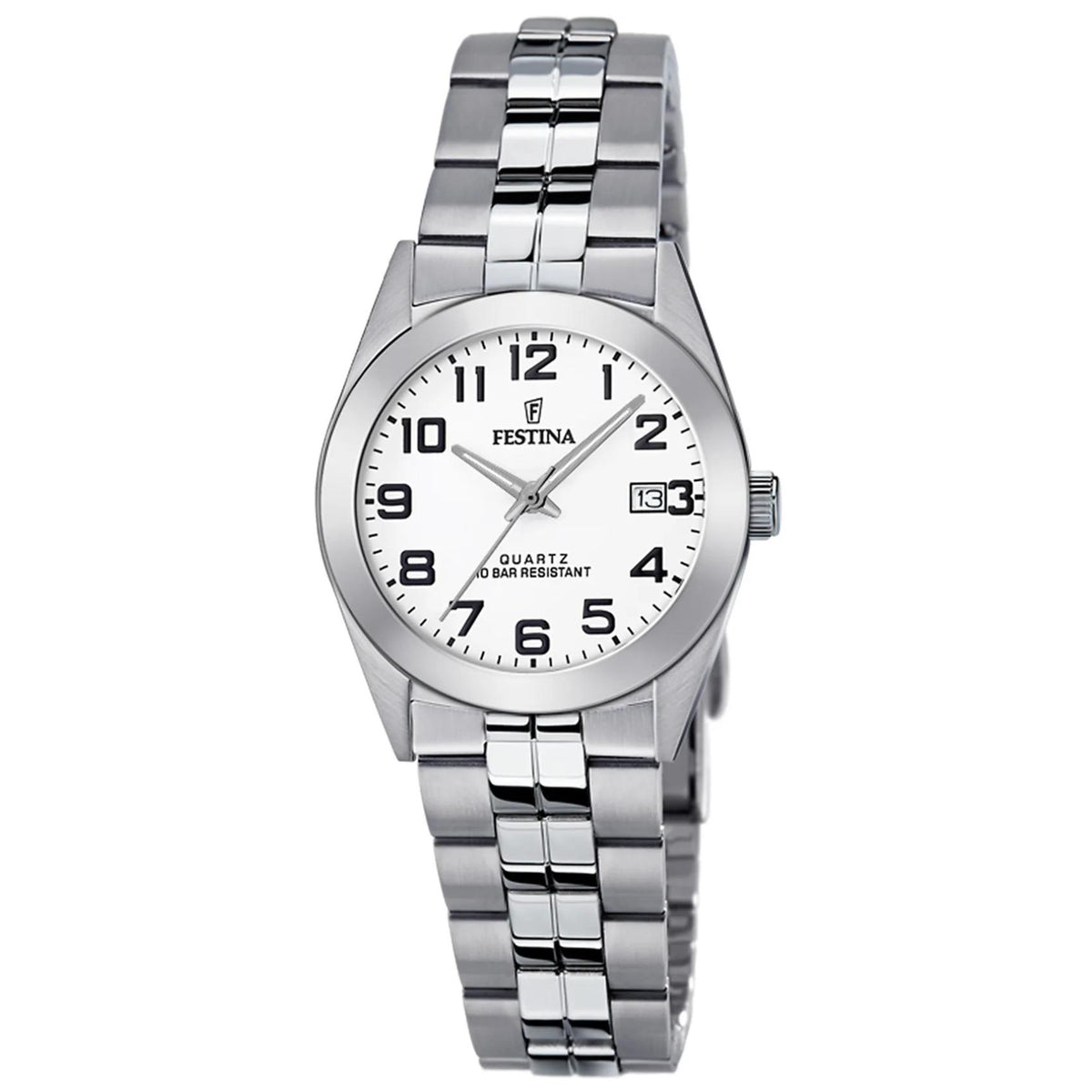 Γυναικείο ρολόι Festina Classics F20438/1 με ασημί μπρασελέ και λευκό καντράν