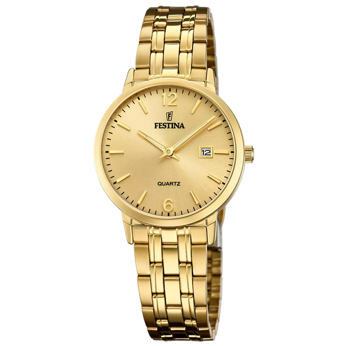 Γυναικείο ρολόι Festina Classics F20514/3 με χρυσό μπρασελέ και χρυσό καντράν