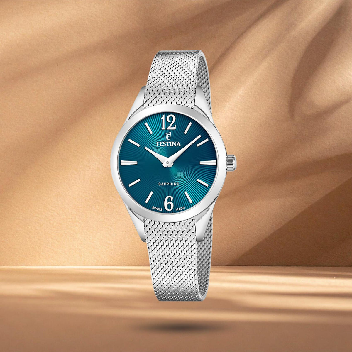 Γυναικείο ρολόι Festina Grace F20076/4 με ασημί μπρασελέ, πράσινο καντράν 32mm