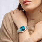 Γυναικείο Ρολόι Festina Grace F20076/4 Με Ασημί Μπρασελέ & Πράσινο Καντράν