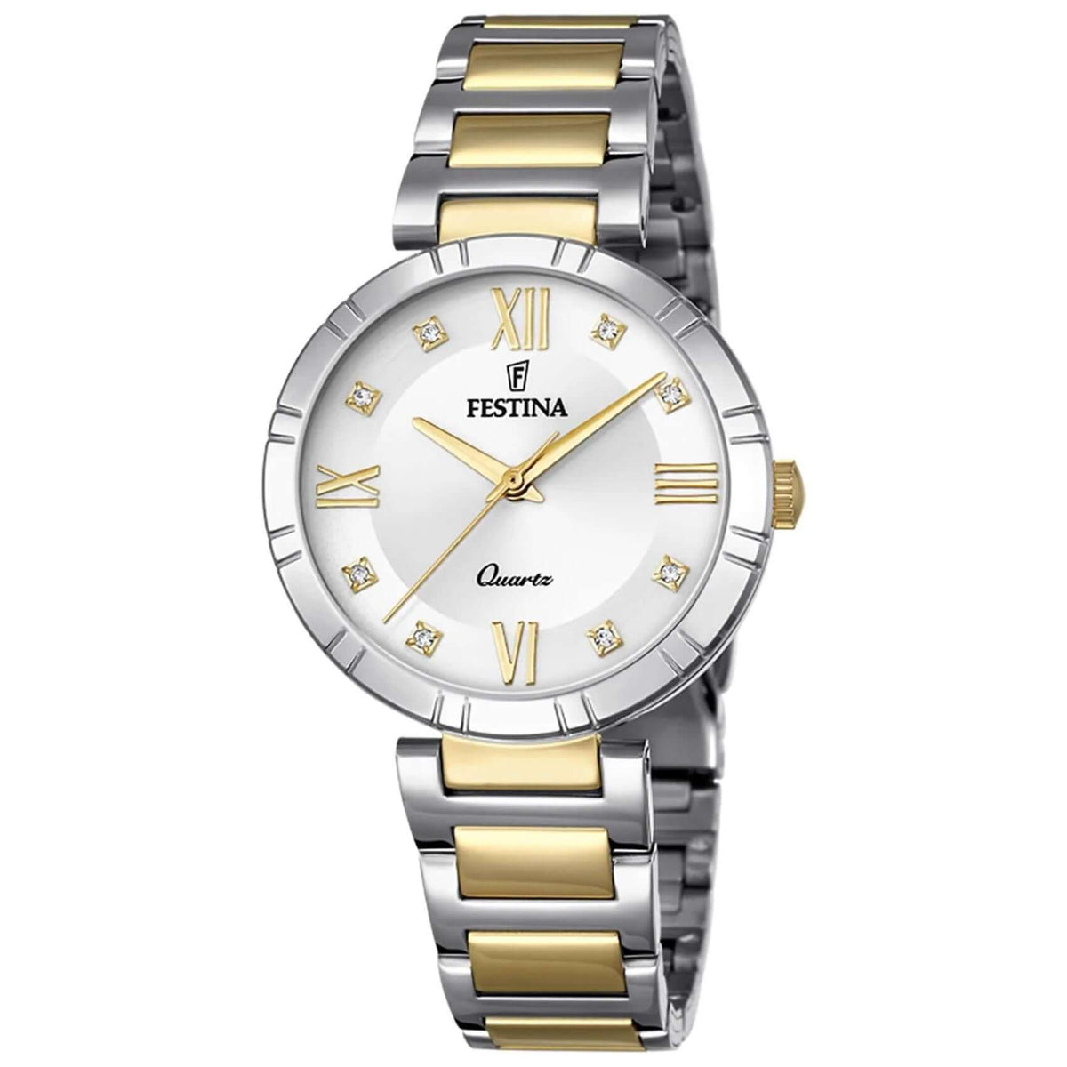 Γυναικείο ρολόι Festina Mademoiselle F16937/A με δίχρωμο ατσάλινο μπρασελέ, ασημί καντράν 32.5 mm με zircon, quartz μηχανισμό και στεγανότητα 5ATM.