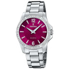 Ρολόι Festina Mademoiselle F20593/2 Με Ασημί Μπρασελέ & Κόκκινο Καντράν