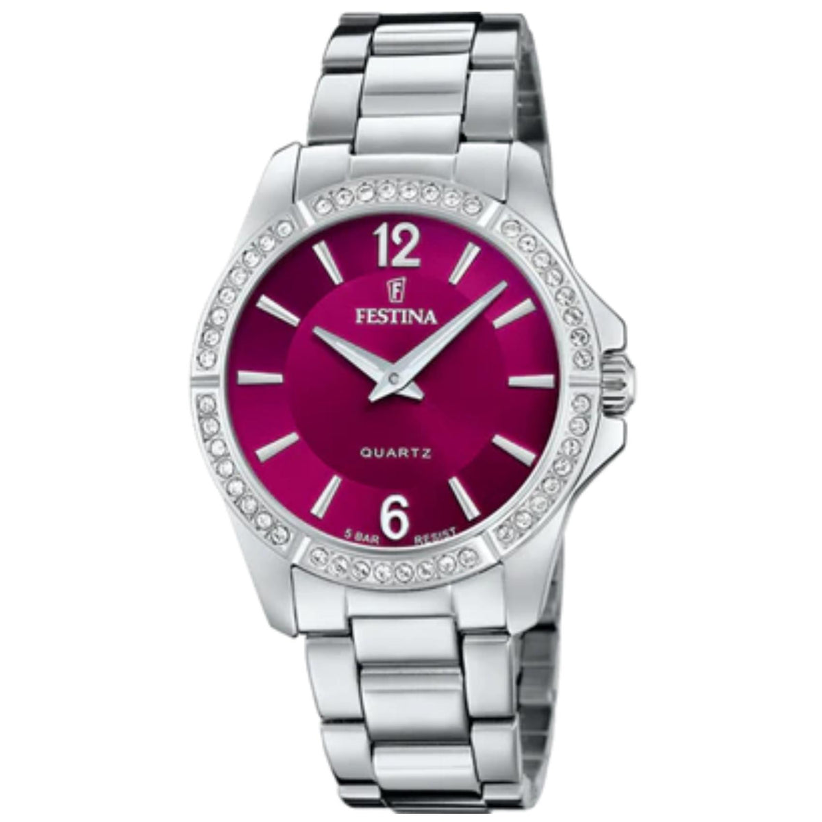 Γυναικείο ρολόι Festina Mademoiselle F20593/2 με ασημί μπρασελέ και κόκκινο καντράν