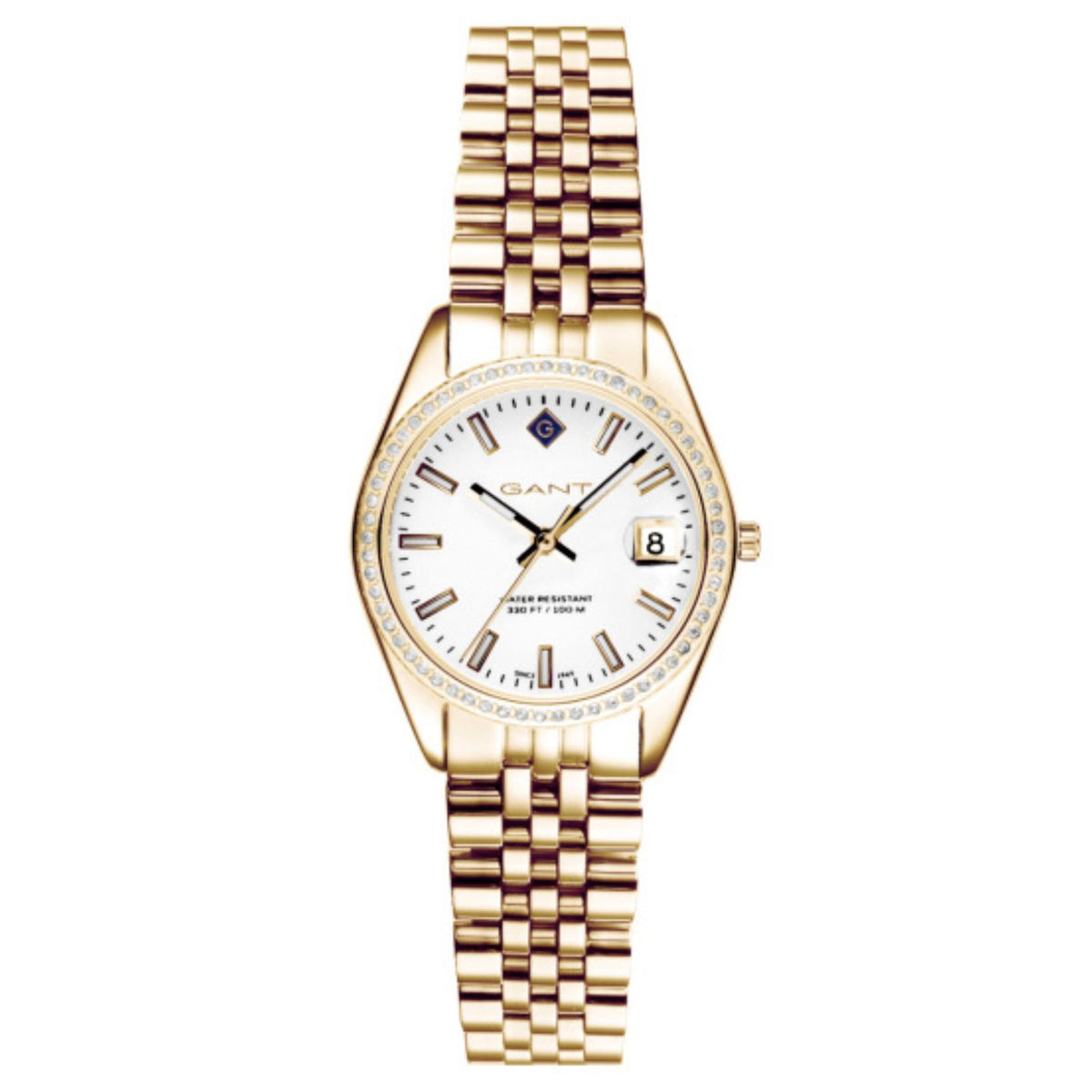 Γυναικείο ρολόι Gant Sussex Mini Bijou G181113 με χρυσό μπρασελέ και λευκό καντράν