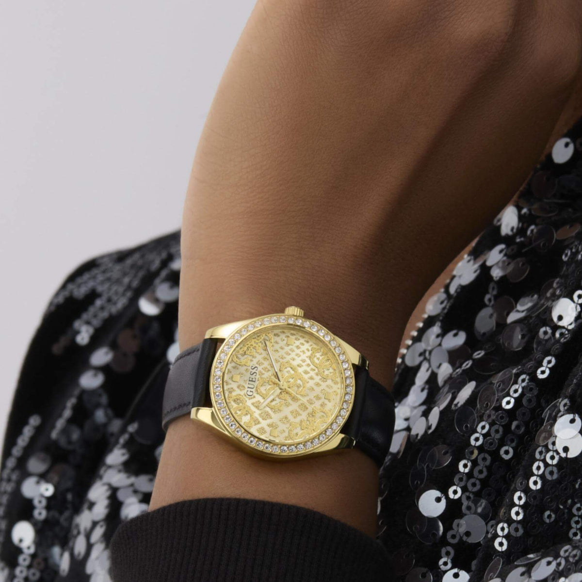 Ρολόι Guess Boa GW0989L2 με Μαύρο Δερμάτινο Λουράκι