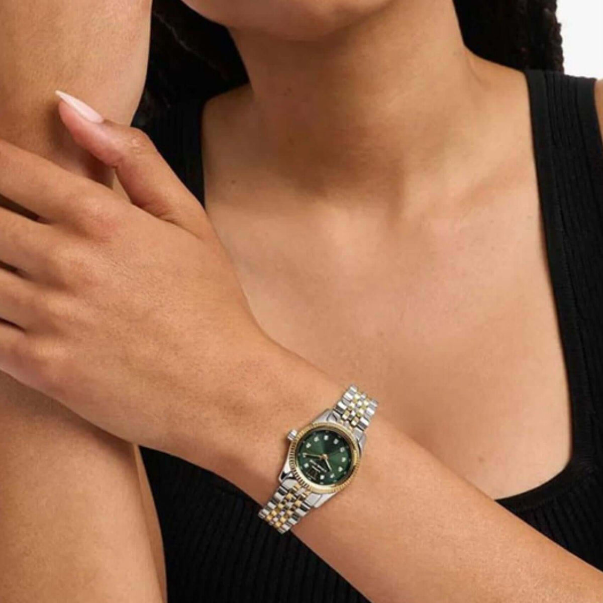 Ρολόι Michael Kors Lexington MK4986 Με Δίχρωμο Μπρασελέ & Πράσινο Καντράν