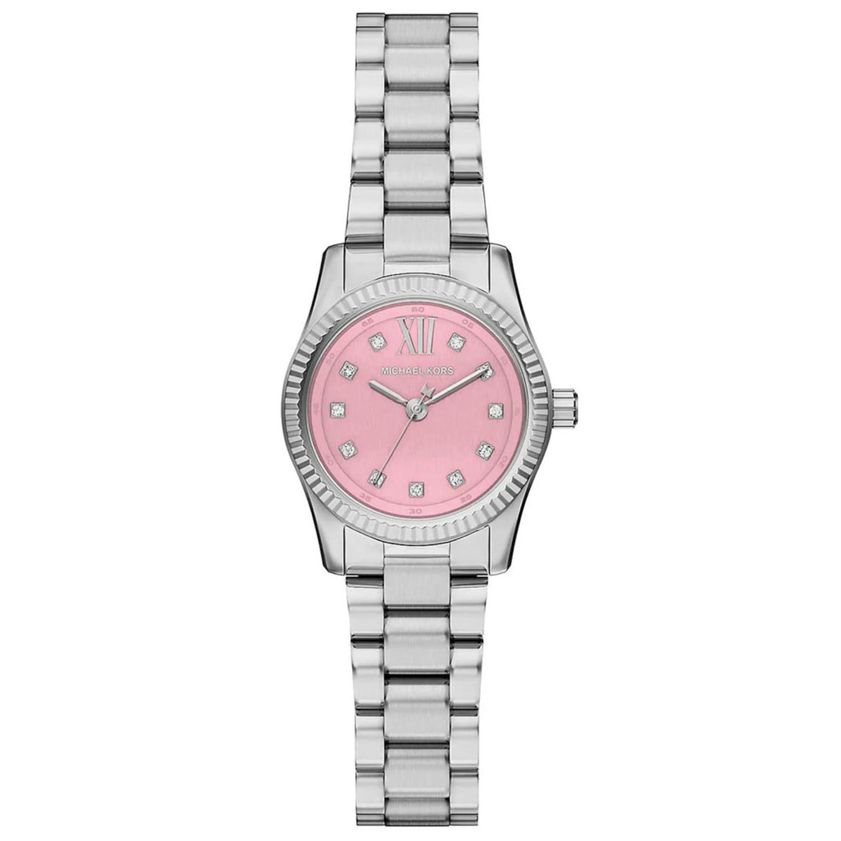 Γυναικείο ρολόι Michael Kors Lexington MK4996 με ασημί μπρασελέ και ροζ καντράν με δείκτες ζιργκόν