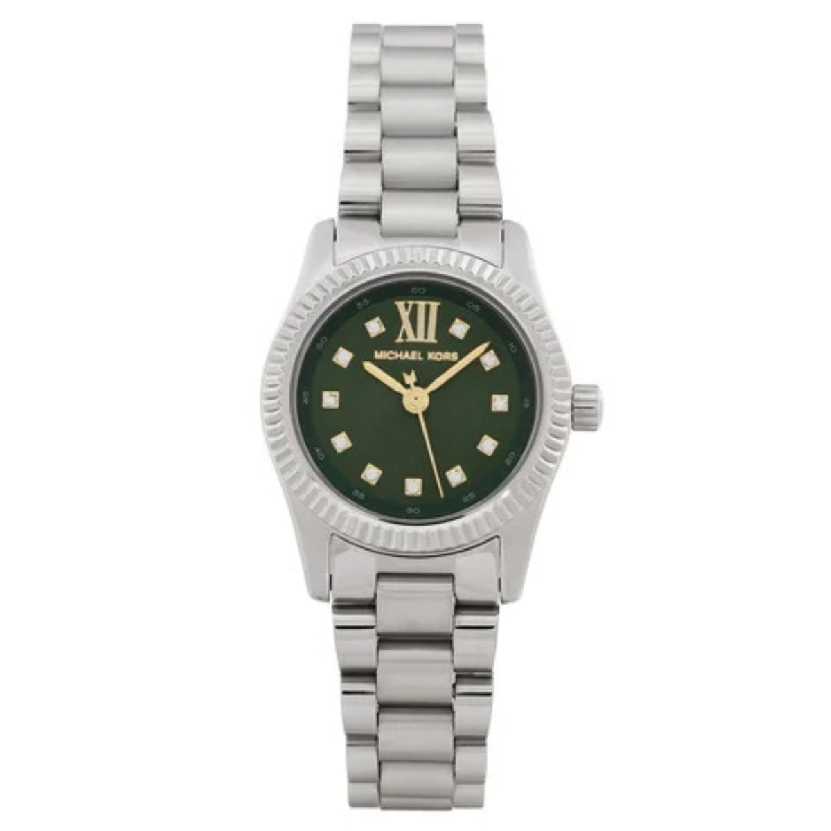 Γυναικείο ρολόι Michael Kors Lexington MK7580 με ασημί μπρασελέ και πράσινο καντράν