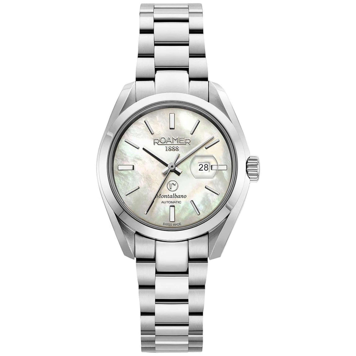 Γυναικείο ρολόι Roamer Montalbano 996990-41-20-20 με ασημί ατσάλινο μπρασελέ και άσπρο φίλντισι καντράν 31mm.