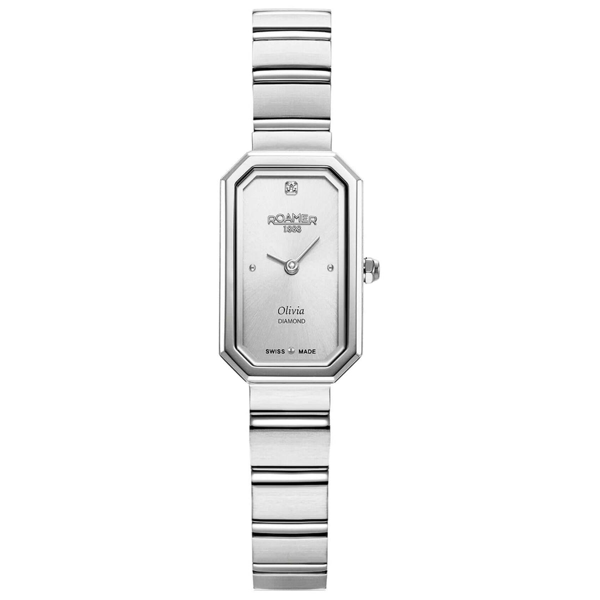 Γυναικείο ρολόι Roamer Olivia Diamond 627845-41-19-20 με ασημί ατσάλινο μπρασελέ, ασημί καντράν και κάσα 18 mm.