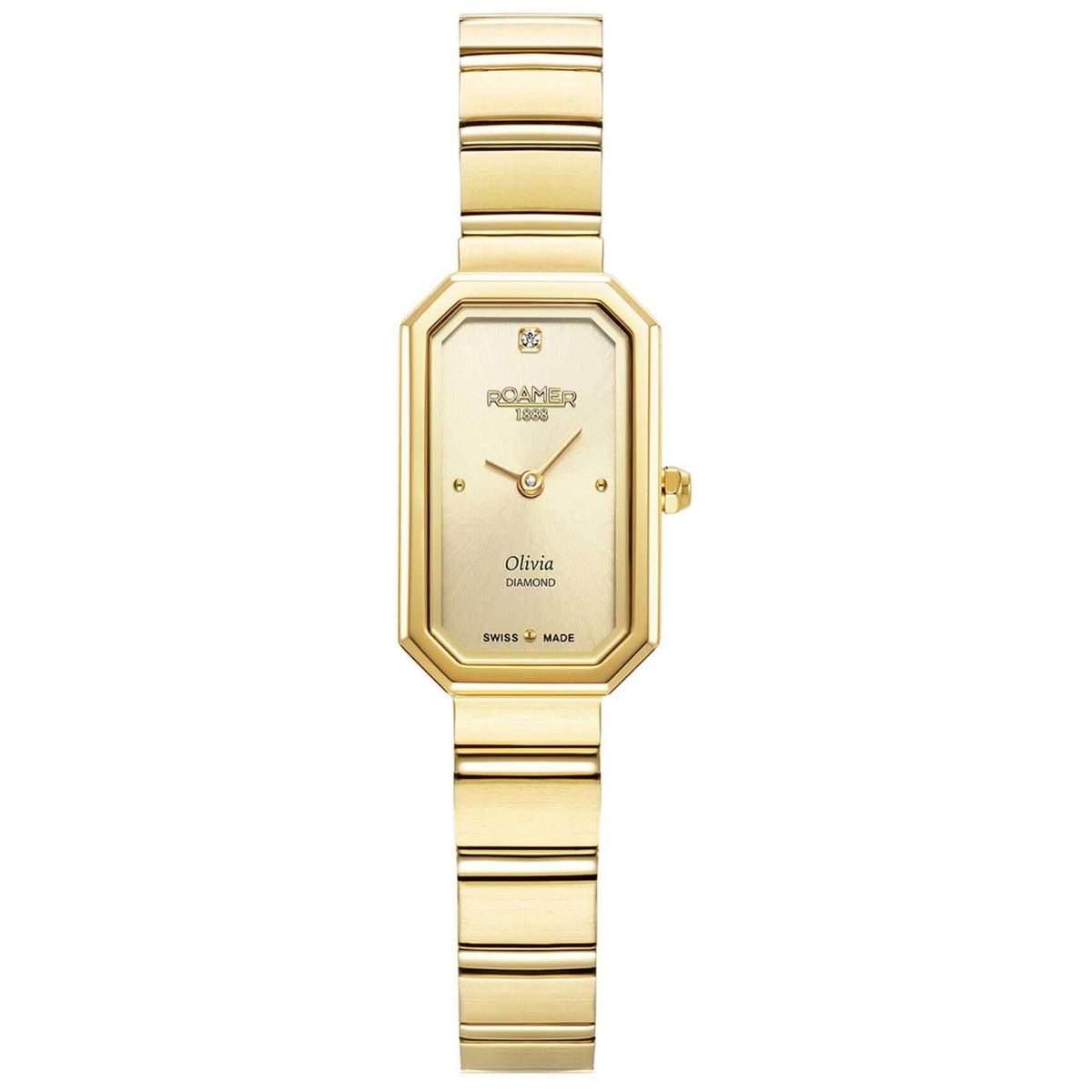 Γυναικείο ρολόι Roamer Olivia Diamond 627845-48-39-20 με χρυσό ατσάλινο μπρασελέ, χρυσό καντράν και κάσα 18 mm.