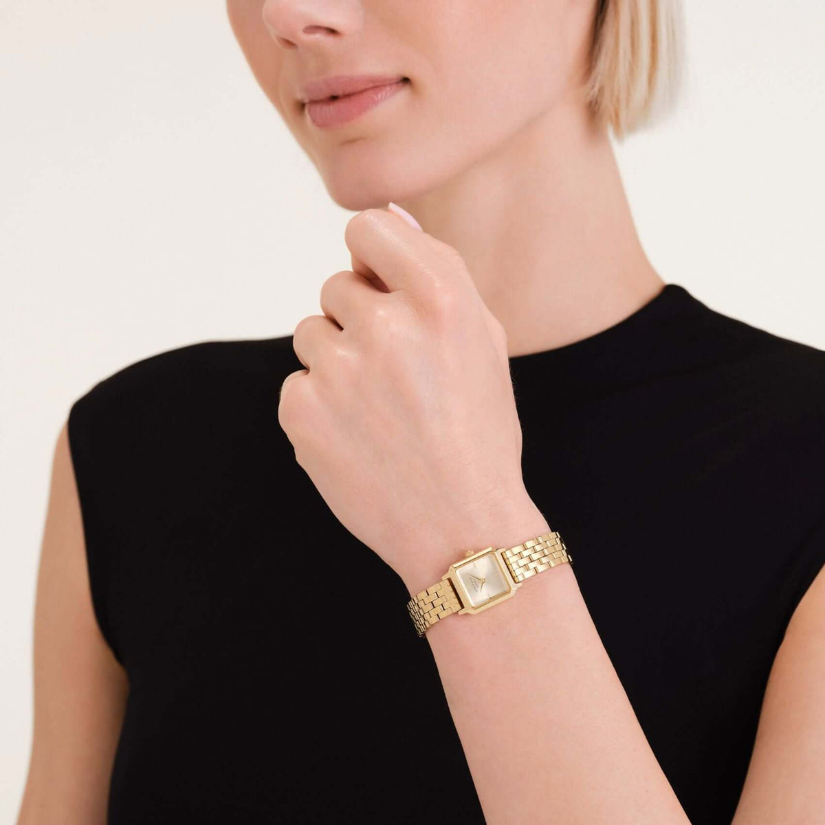 Τετράγωνο Γυναικείο Ρολόι Rosefield Boxelle BCGSG-B04 Με Χρυσό Μπρασελέ