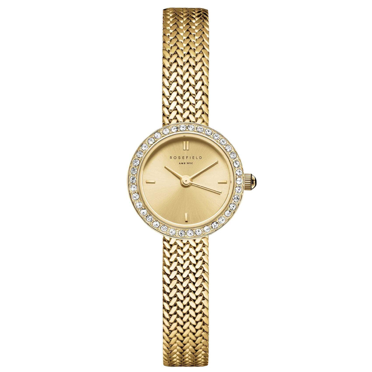 Γυναικείο ρολόι Rosefield Mini Small Edit Gold MCGMG-M03 με χρυσό μπρασελέ και χρυσό καντράν 20mm με ζιργκόν.
