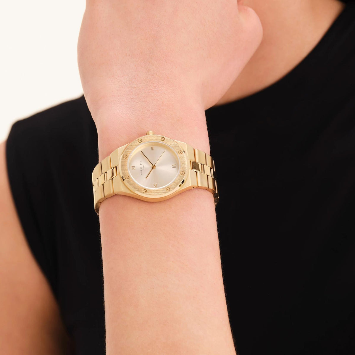 Ρολόι Rosefield Rose Gold SPCGSG-SP01 Με Χρυσό Μπρασελέ & Σαμπανί Καντράν