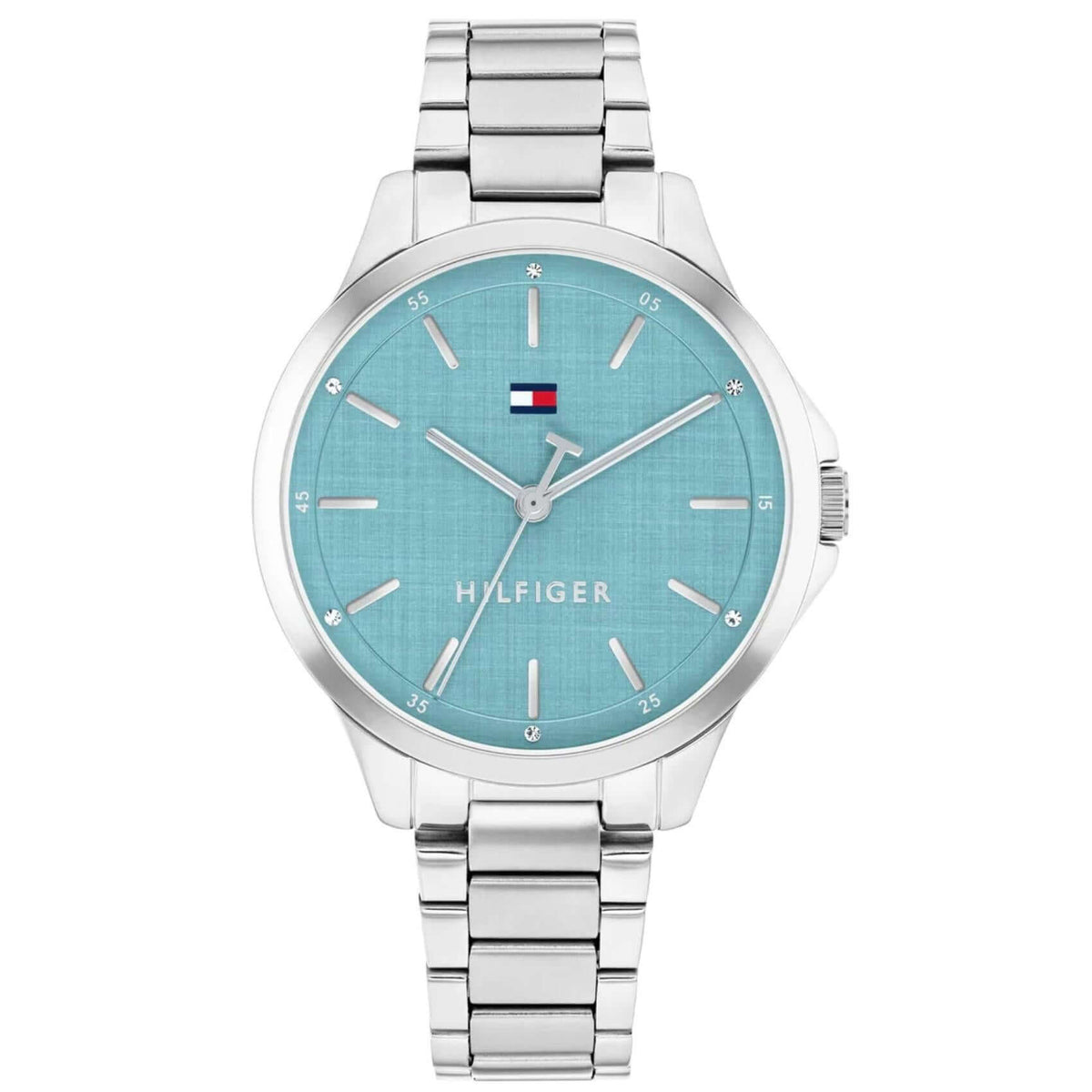 Γυναικείο ρολόι Tommy Hilfiger Chloe 1782826 με ασημί ατσάλινο μπρασελέ και γαλάζιο καντράν 34mm.