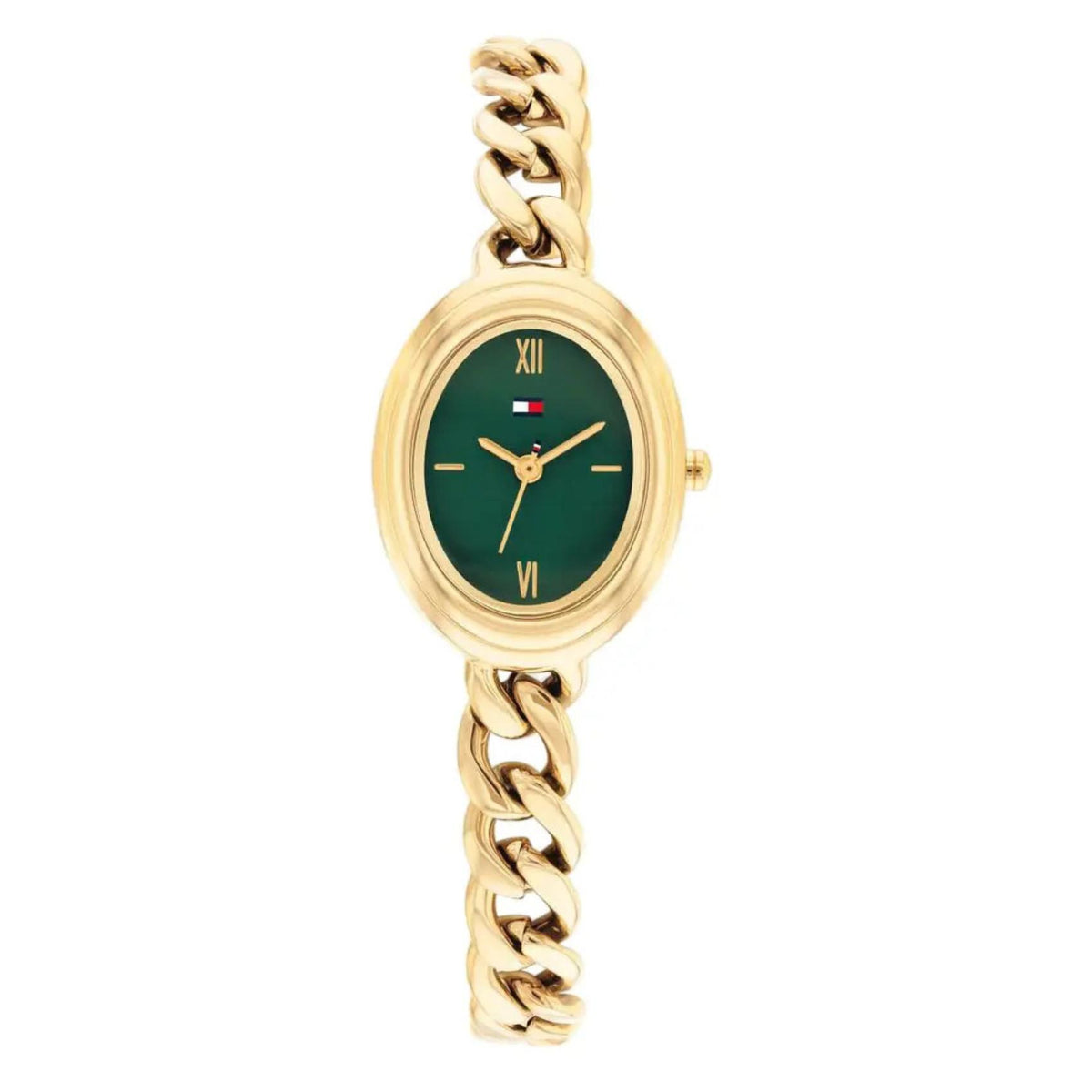 Γυναικείο ρολόι Tommy Hilfiger Demi 1782877 με χρυσό μπρασελέ και πράσινο καντράν