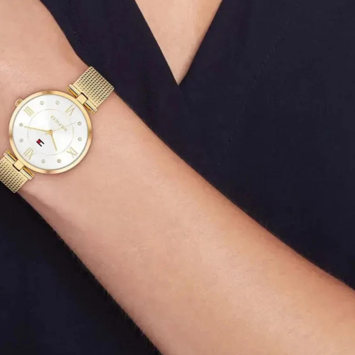 Γυναικείο Ρολόι Tommy Hilfiger Ella 1782805 Με Χρυσό Μπρασελέ & Λευκό Καντράν