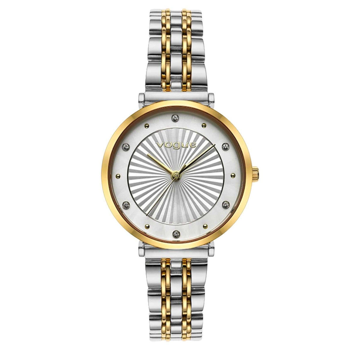 Γυναικείο ρολόι Vogue New Bliss 2020815362 με δίχρωμο ασημί-χρυσό μπρασελέ από ανοξείδωτο ατσάλι, ασημί καντράν 32mm και μηχανισμό μπαταρίας quartz.