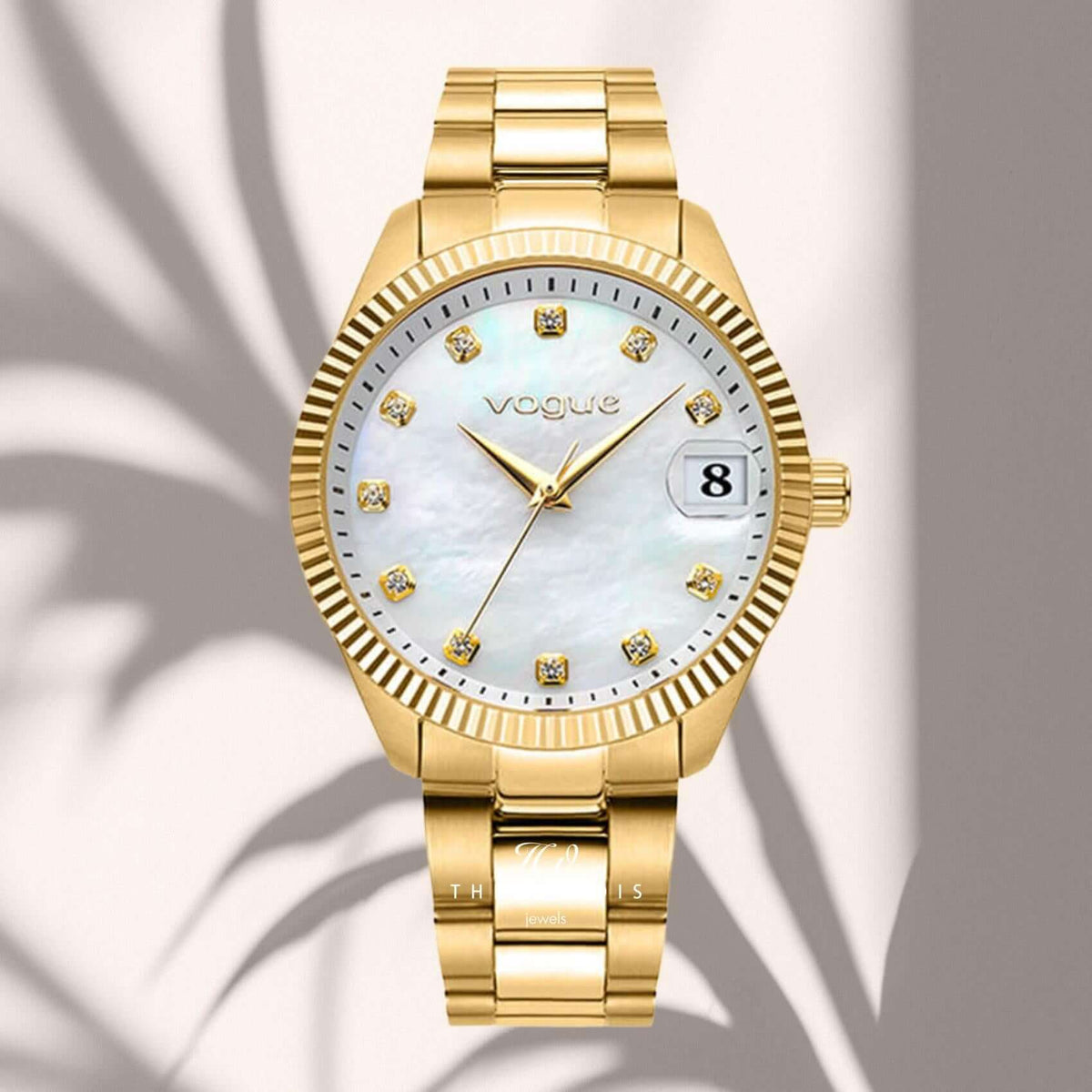 Ρολόι Vogue Reina Medium 2020614243 Με Χρυσό Μπρασελέ & Φίλντισι Καντράν