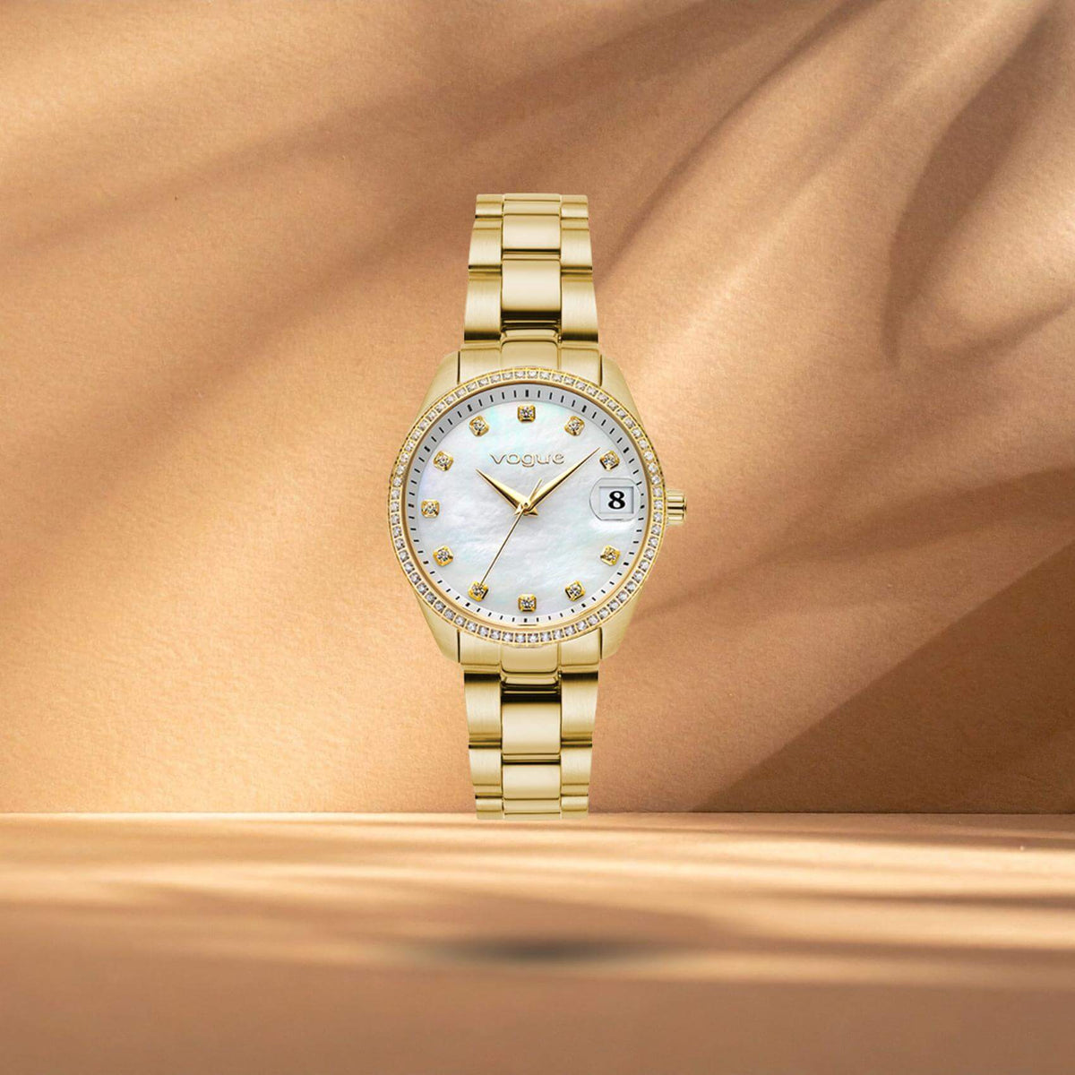 Ρολόι Vogue Reina Mini 2020614346 Με Χρυσό Μπρασελέ & Λευκό Φίλντισι Καντράν