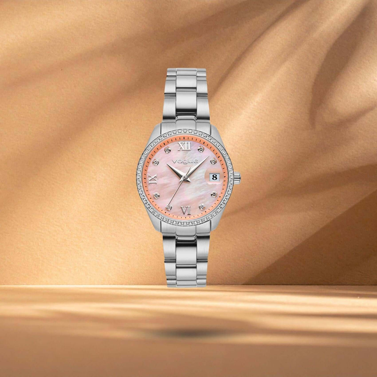 Ρολόι Vogue Reina Mini 2020614385 με Ασημί Μπρασελέ & Ροζ Καντράν