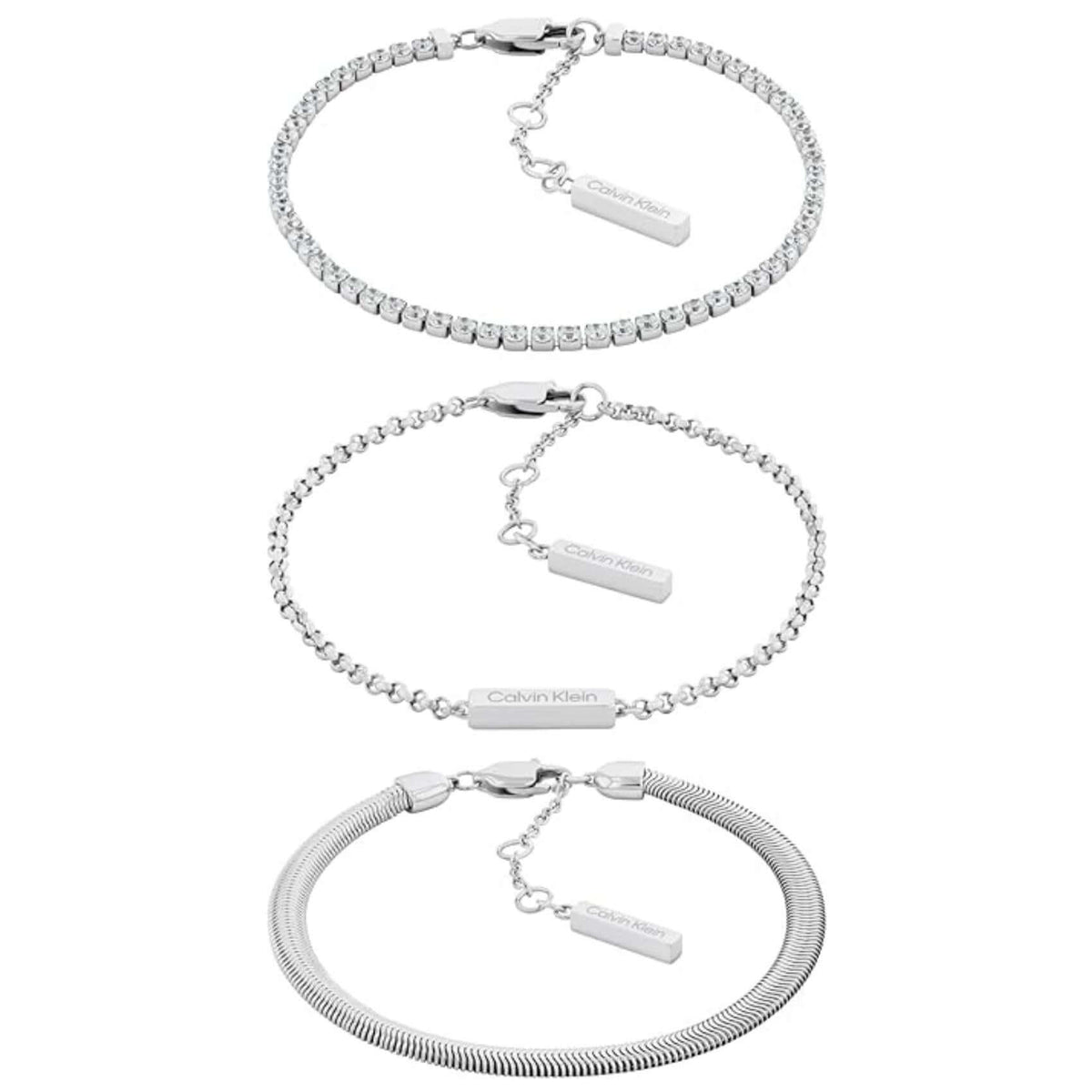 Γυναικείο set 3 βραχιολιών Calvin Klein 35000796 σε ασημί χρώμα από ανοξείδωτο ατσάλι.